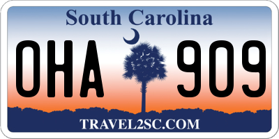 SC license plate OHA909