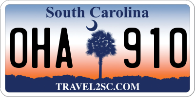SC license plate OHA910