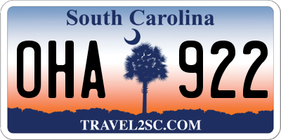 SC license plate OHA922