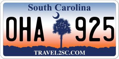 SC license plate OHA925