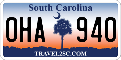 SC license plate OHA940