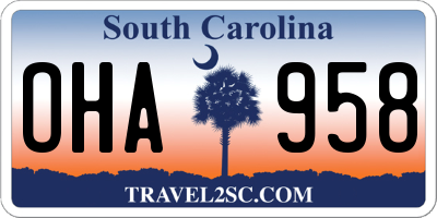 SC license plate OHA958