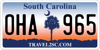 SC license plate OHA965