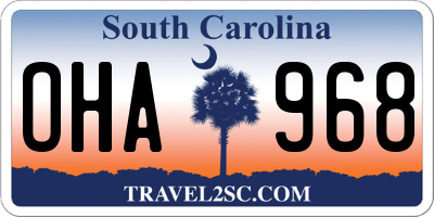 SC license plate OHA968