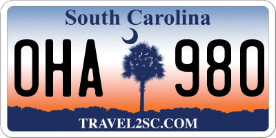 SC license plate OHA980