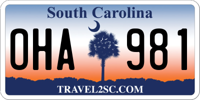 SC license plate OHA981