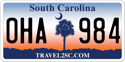 SC license plate OHA984