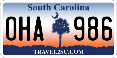 SC license plate OHA986