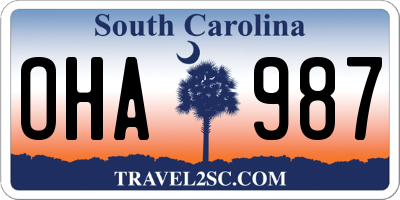 SC license plate OHA987