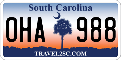SC license plate OHA988