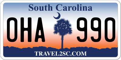 SC license plate OHA990