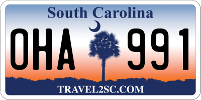 SC license plate OHA991