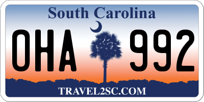 SC license plate OHA992