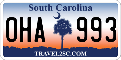 SC license plate OHA993