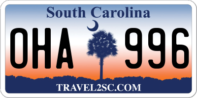SC license plate OHA996