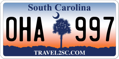 SC license plate OHA997