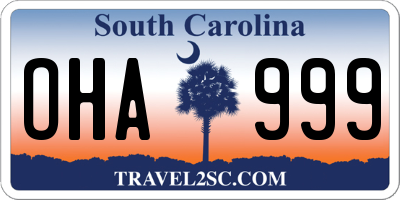 SC license plate OHA999