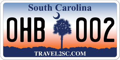SC license plate OHB002