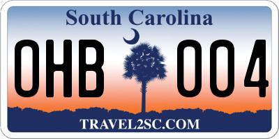 SC license plate OHB004