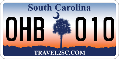 SC license plate OHB010
