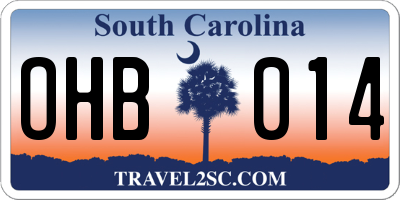 SC license plate OHB014