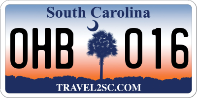 SC license plate OHB016