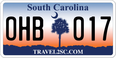 SC license plate OHB017
