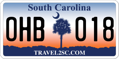 SC license plate OHB018