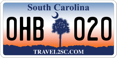 SC license plate OHB020