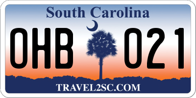 SC license plate OHB021