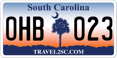 SC license plate OHB023