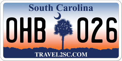 SC license plate OHB026