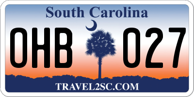 SC license plate OHB027