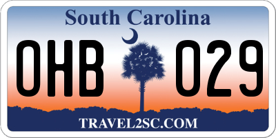 SC license plate OHB029