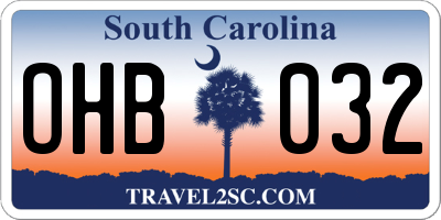 SC license plate OHB032