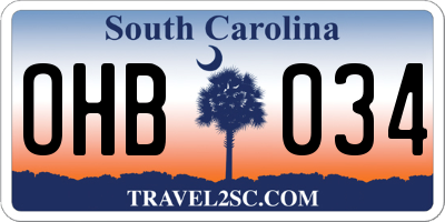 SC license plate OHB034