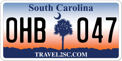 SC license plate OHB047