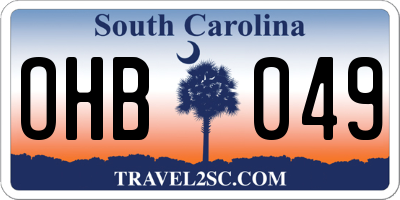 SC license plate OHB049