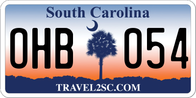 SC license plate OHB054