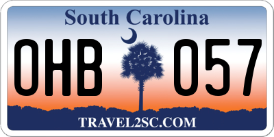 SC license plate OHB057