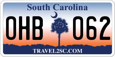 SC license plate OHB062