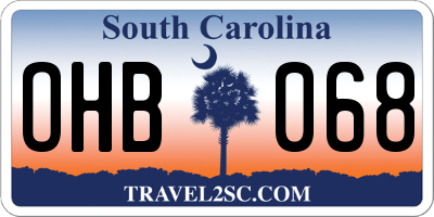SC license plate OHB068