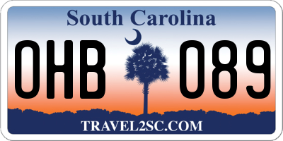 SC license plate OHB089