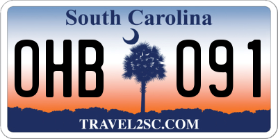 SC license plate OHB091