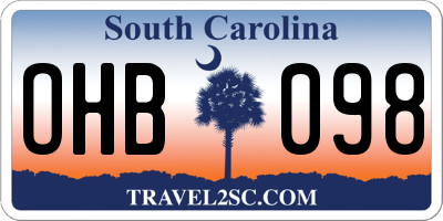SC license plate OHB098