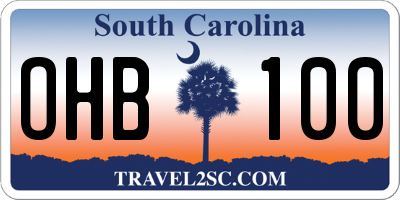 SC license plate OHB100