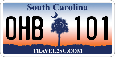 SC license plate OHB101