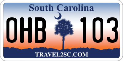 SC license plate OHB103
