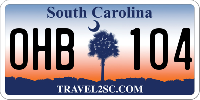 SC license plate OHB104