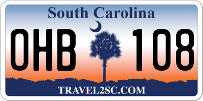 SC license plate OHB108